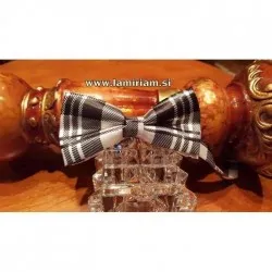 Moški metuljček karo belo-črni M102