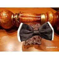 Moški metuljček črno-beli saten M103