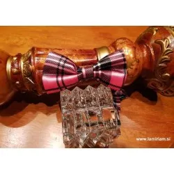 Moški metuljček karo pink roza M102
