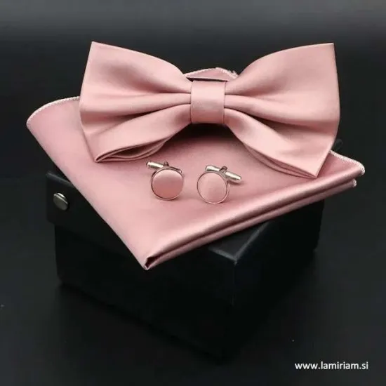  Moški 3-delni set metuljček klasik alt-rose saten  MS102 Moški metuljčki