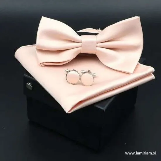  Moški 3-delni set metuljček klasik svetla rose-marelica MS102 Moški metuljčki