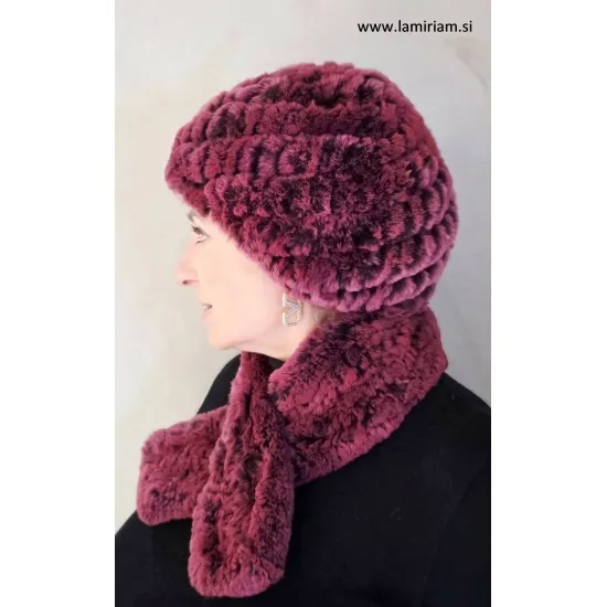 Komplet kapa in šal Melia bordo-rdeča KŠ101