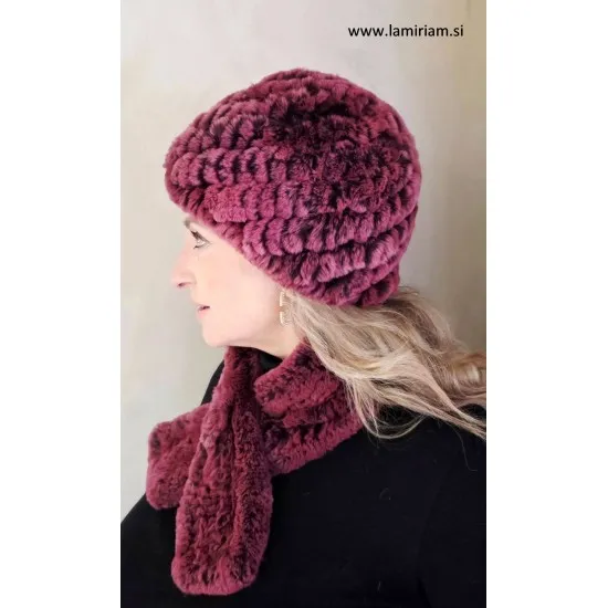 Komplet kapa in šal Melia bordo-rdeča KŠ101