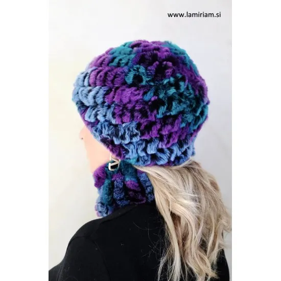 Krznena kapa Melia modro-violet KP100