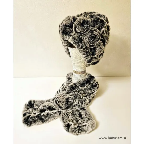 Komplet kapa in šal Melia cvet antracit-siva KŠ101