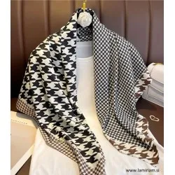 Elegantna ruta pepita belo-črna R100