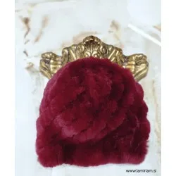 Krznena kapa Melia bordo-rdeča KP100