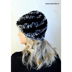 Krznena kapa Melia črno-siva KP100