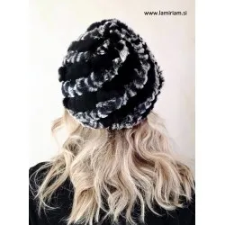 Krznena kapa Melia črno-siva KP100