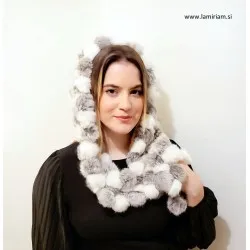 Krzneni šal sivo-beli KŠ 100