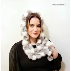 Krzneni šal sivo-beli KŠ 100