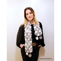 Krzneni šal sivo-beli KŠ 100