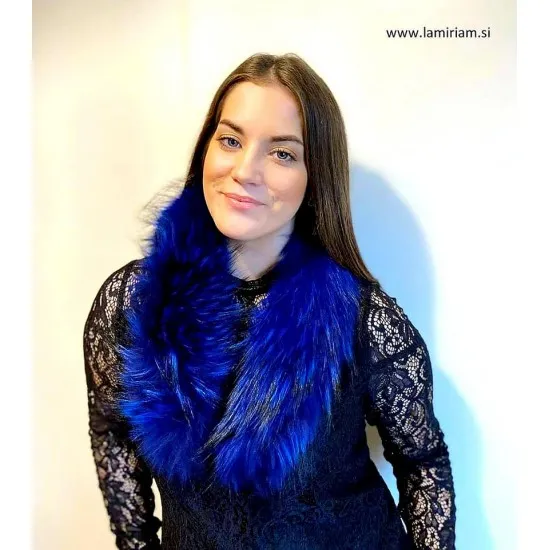 Krzneni ovratnik rakun kraljevo moder 80 cm KO104