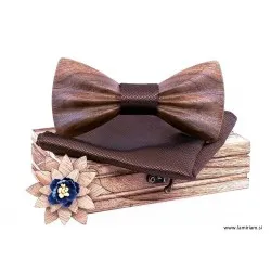 Moški leseni 3-delni set-metuljček elegant čokoladno-rjavi LMS100 