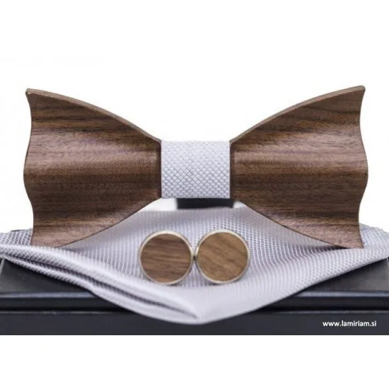 Moški leseni 3-delni set-metuljček elegant sivi LMS100  Moški leseni metuljčki