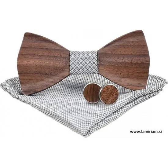 Moški leseni 3-delni set-metuljček klasik-elegant sivi LMS100 Moški leseni metuljčki Moški leseni 3-delni set-metuljček klasik-elegant sivi LMS100 Moški leseni metuljčki