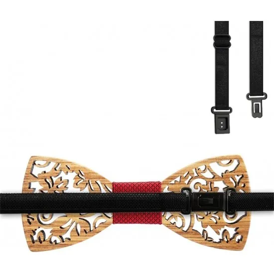 Moški leseni 3-delni set-metuljček Flora rdeči LMS101  Moški leseni metuljčki