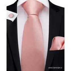 Moška svečana kravata 3-delni set rose-marelica KR103
