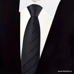 Moška kravata klasična Lan črna KR107