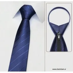 Moška kravata brez vezanja Lan mornarsko-modra KR107