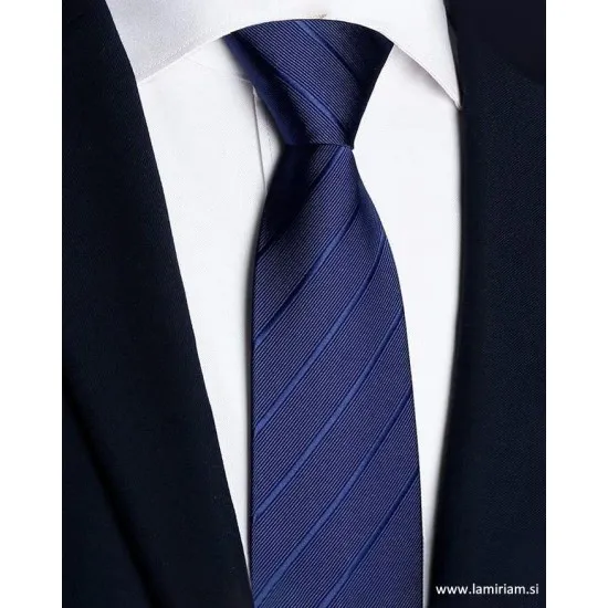 Moška kravata klasična Lan mornarsko-modra KR107