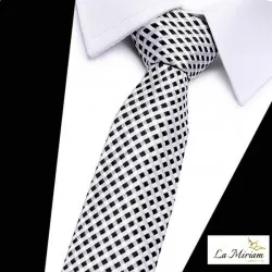 Moška kravata plaid belo-črna KR102 