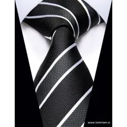 Moška kravata Tom črte črno-bela KR102