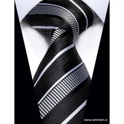 Moška kravata Tom črte belo-črna KR102