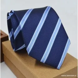 Moška kravata jacquard modra črte KR102