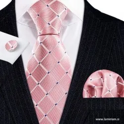 Moška kravata 3-delni set plaid rose KR103