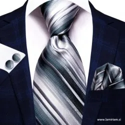 Moška kravata elegant 3-delni set siva KR103
