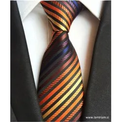 Moška kravata Lan črna-orange črte KR102