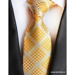 Moška kravata jacquard rumena KR102