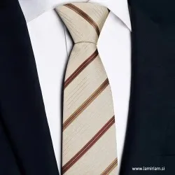 Moška kravata bež-kamel črte KR102