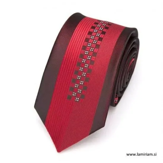 Moška kravata rdeče-črno-srebrna KR103  Moške kravate