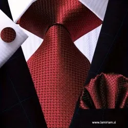 Moška kravata 3-delni set Luks bordo-rdeča KRS103