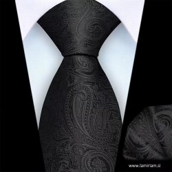 Moška kravata 2-delni set plaid-gala črna KRS104