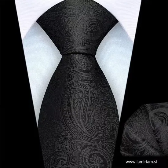 Moška kravata 2-delni set plaid-gala črna KRS104