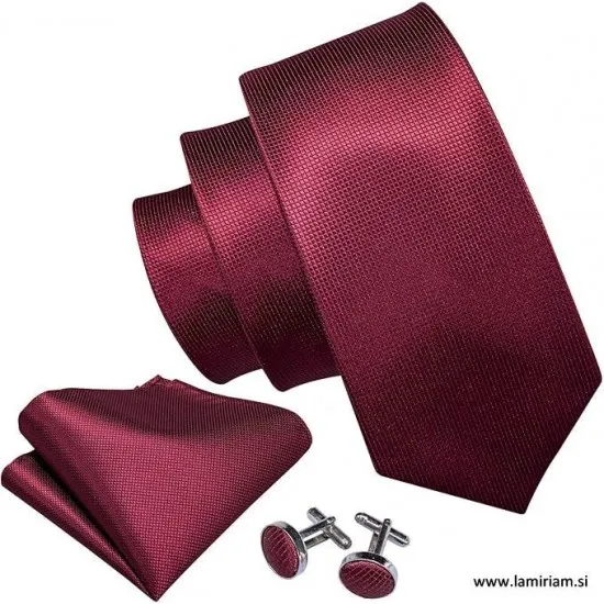 Moška kravata 3-delni set Ted bordo-rdeča KR103 Moška kravata 3-delni set Ted bordo-rdeča KR103