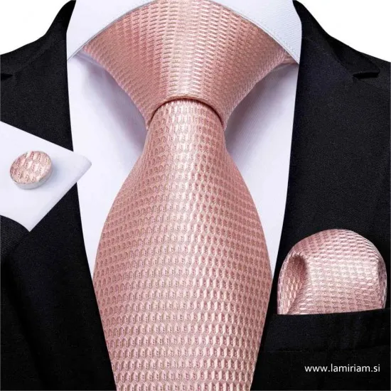 Moška svečana kravata 3-delni set rose-gold KR103 Moške kravate 