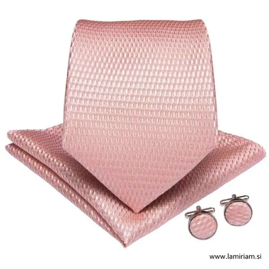 Moška svečana kravata 3-delni set rose-gold KR103 Moške kravate 