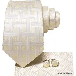 Moška kravata 3-delni set šampanjec svetla Ekskluziv KR104