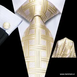 Moška kravata 3-delni set šampanjec Ekskluziv KR104