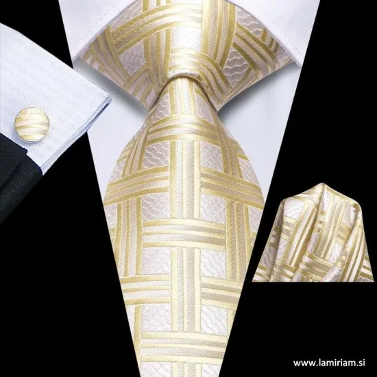 Moška kravata 3-delni set šampanjec Ekskluziv KR104 Moške kravate 