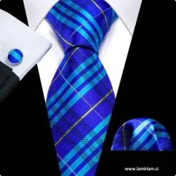 Moška kravata 3-delni set Žak kraljevo-modra KR103