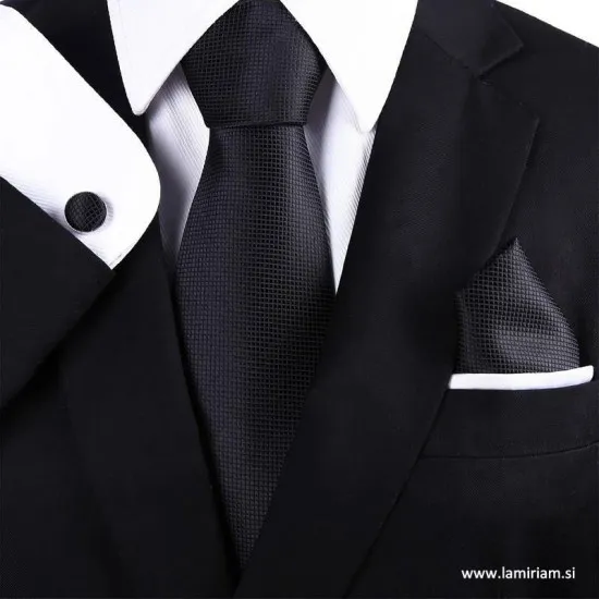 Moška kravata 3-delni set Ted črna KR103 Moške set-kravate