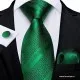 Moška kravata 3-delni set Gal zelena črte KR104- Moške poslovne kravate