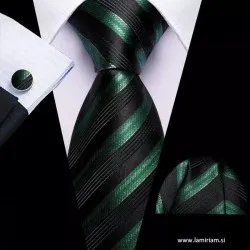 Moška kravata 3-delni set Just črno-zelena KR104