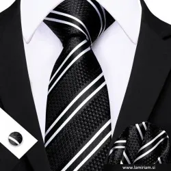 Moška kravata 3-delni set Jan črna KR104