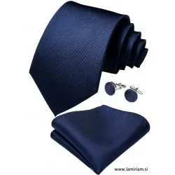 Moška kravata 3-delni set Just temno-modra KR104